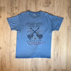 Beefy-T Southern Revival Country Music Tour Blue T-Shirt Size L Vintage Look
